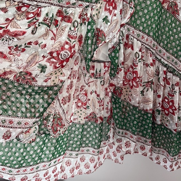 ZARA Ruffle Frills Floral Print Dress V-neck Midi Size S Green Blogger Favorite - Picture 11 of 16